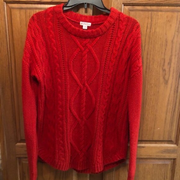 Merona Women's Red Cable knit long sleeved pullover Sweater Size S/P - Picture 1 of 4